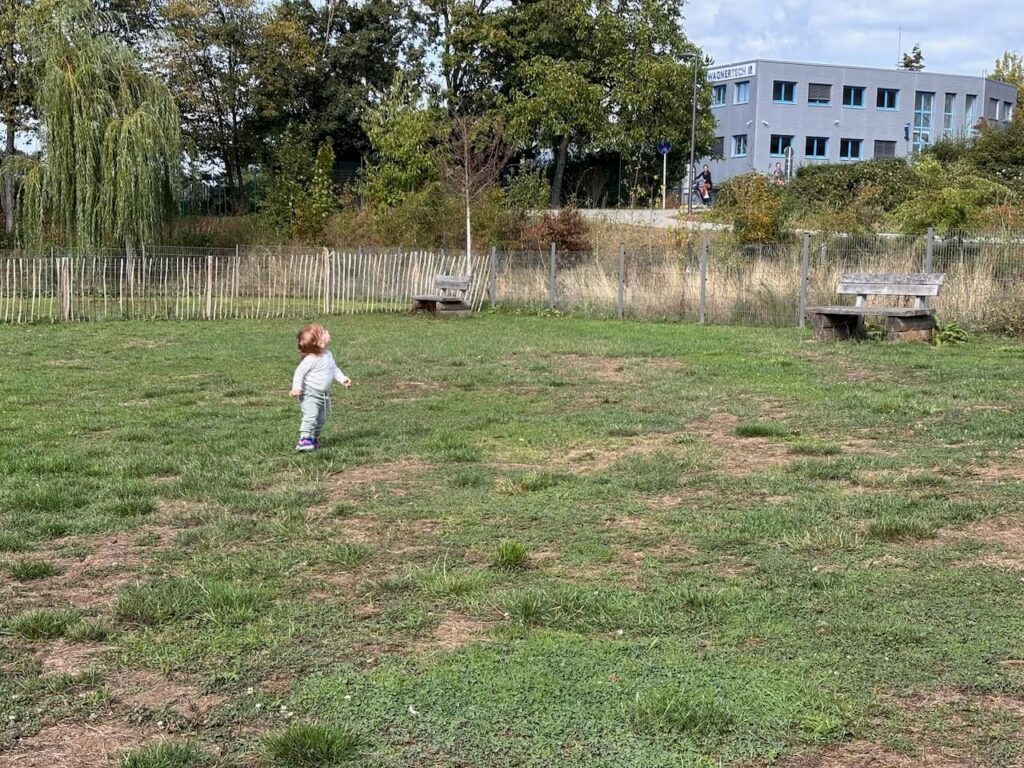 Francisco admirando os aviões passando